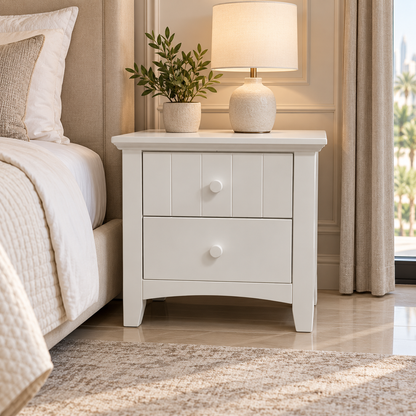 Home Centre Taylor 2-Drawer Nightstand – White – 55.5 × 46 × 56 cm