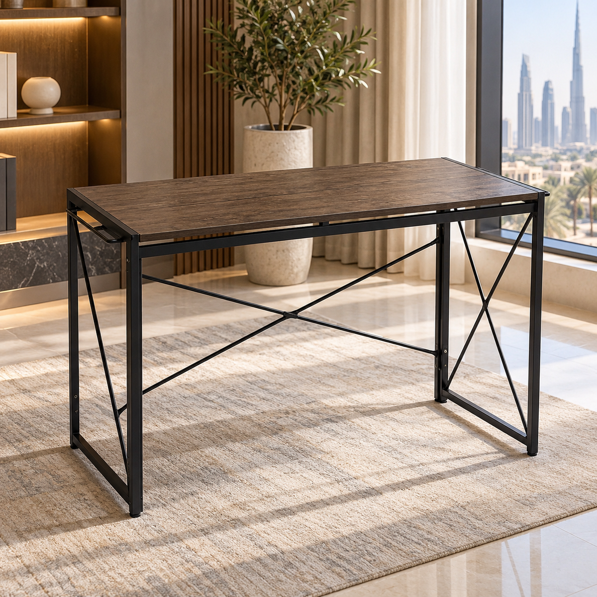Home Box Movo Jenna Foldable Study Desk – 100 × 50 × 72 cm – Dark Brown & Black