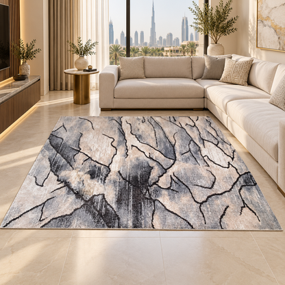 Homes r Us Oslo Abstract Rug – Bone Grey – 160 × 230 cm