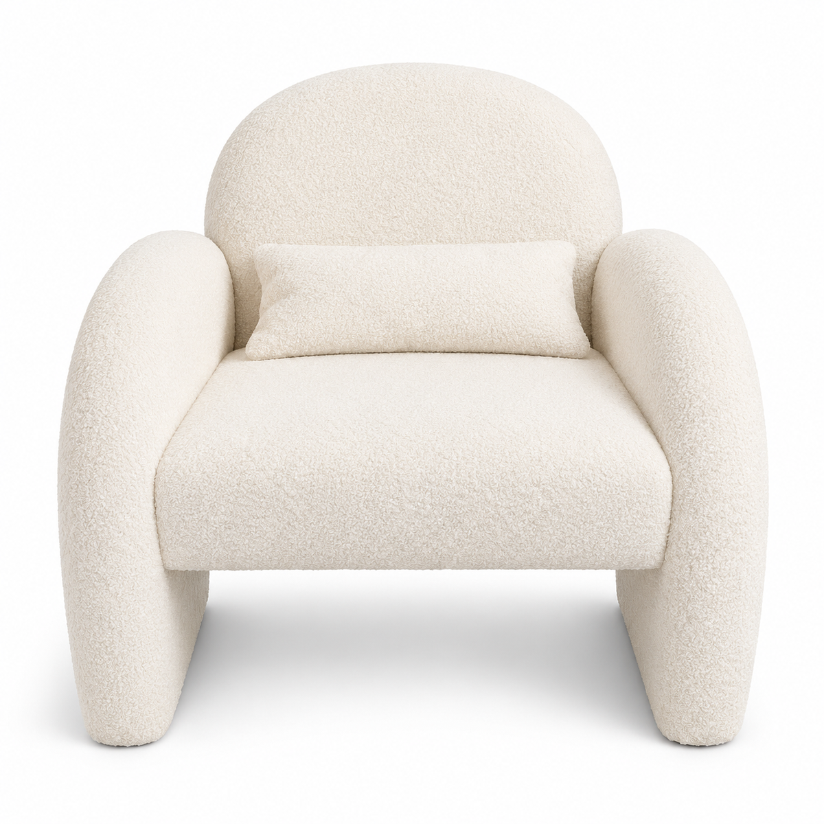 Fifty Five South Ozzero Ivory Bouclé Curved Armchair – 69 × 70 × 69 cm