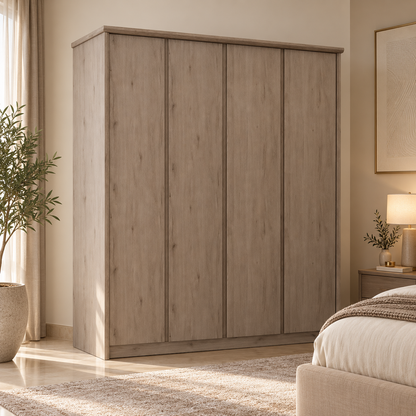 Home Centre Neptune 4-Door Wardrobe with 2 Drawers – Natural Oak – 175.6 × 58.5 × 210 cm