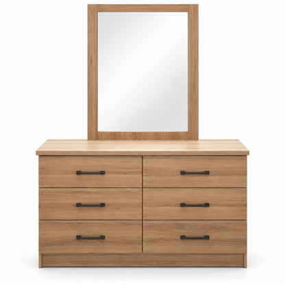 Home Box Movo Cooper 6-Drawer Master Dresser – Beige – 120 × 42.3 × 75.3 cm