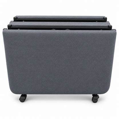 HOMCOM Folding Convertible Single Guest Bed & Ottoman – Grey – 201 × 75 cm