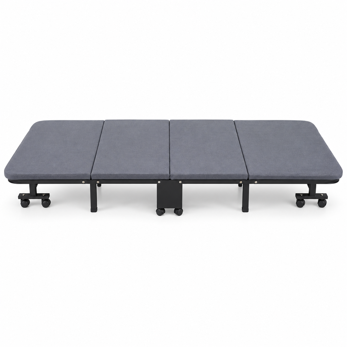 HOMCOM Folding Convertible Single Guest Bed & Ottoman – Grey – 201 × 75 cm