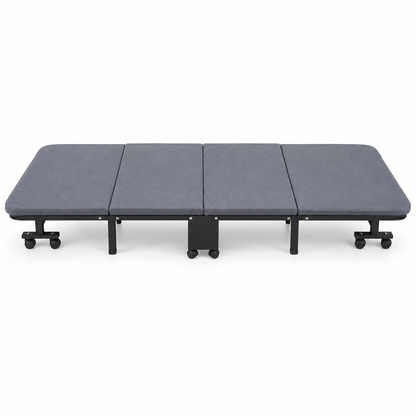 HOMCOM Folding Convertible Single Guest Bed & Ottoman – Grey – 201 × 75 cm