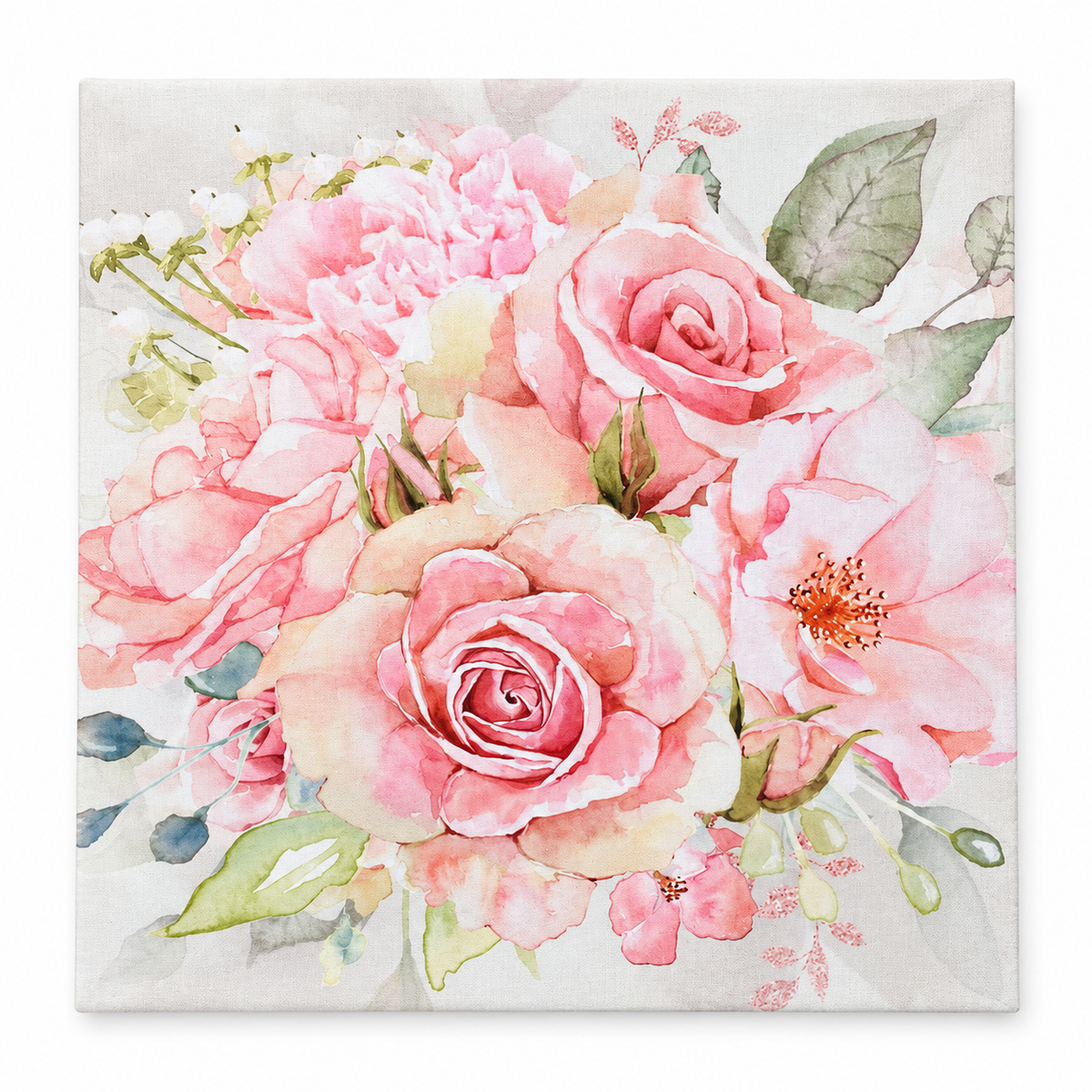 Home Box Floral Rose Canvas Wall Art – Pink & White