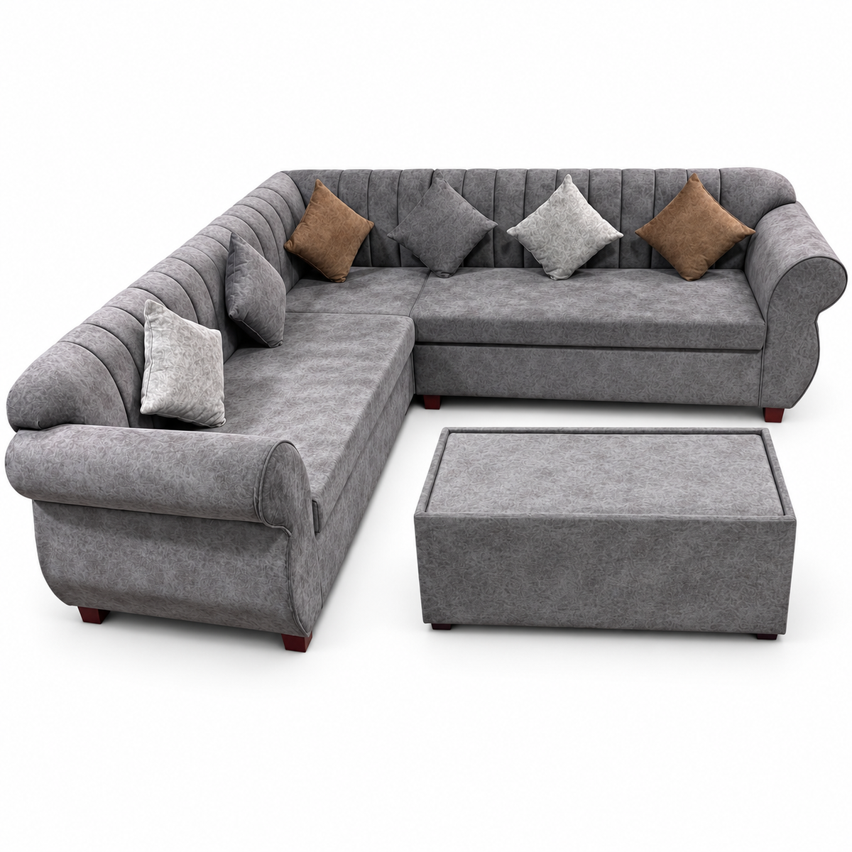 PAN Home Large L-Shaped Corner Sofa – Grey – 260 × 260 cm