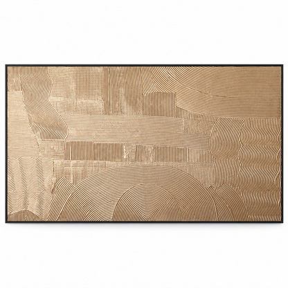 Home Centre Extra-Large Textured Abstract Framed Wall Art – Beige & Black – 180 × 80 cm