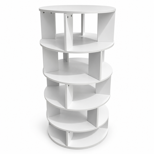 Home Centre Round Rotating Bookcase – White – 60 × 60 × 125.3 cm