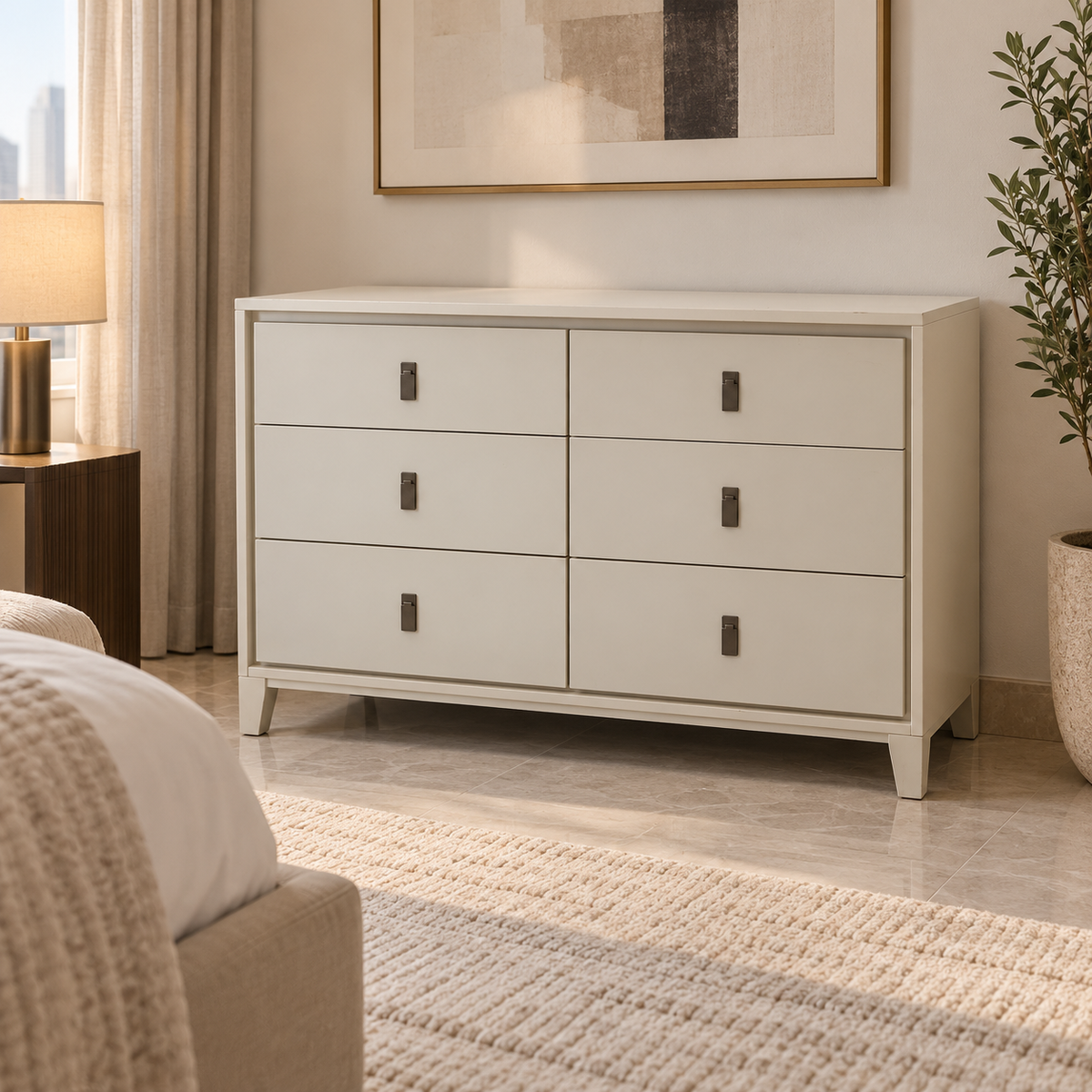Home Box Orion Ray 6-Drawer Dresser – Beige – 135 × 39 × 81 cm