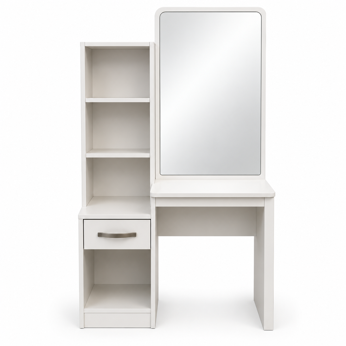 Home Box KULLTORP Dressing Table with Mirror, Storage Shelves & Stool – White