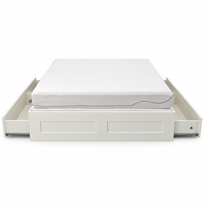IKEA BRIMNES King Bed Frame with 4 Storage Drawers & Mattress – White – 180 × 200 cm