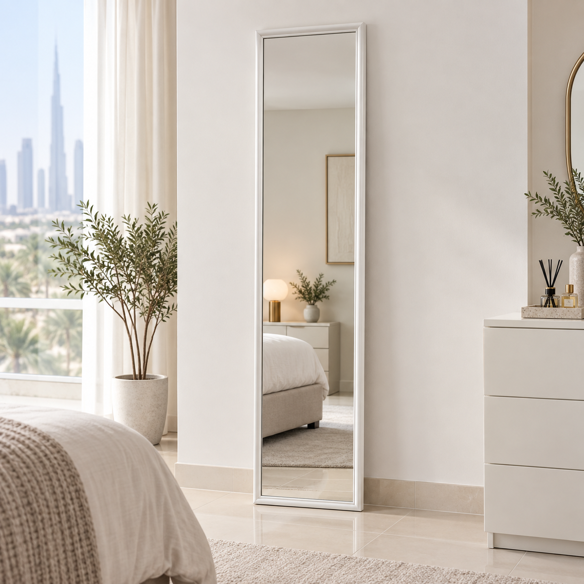 IKEA FLAKNAN Standing Floor Mirror – White – 30 × 150 cm