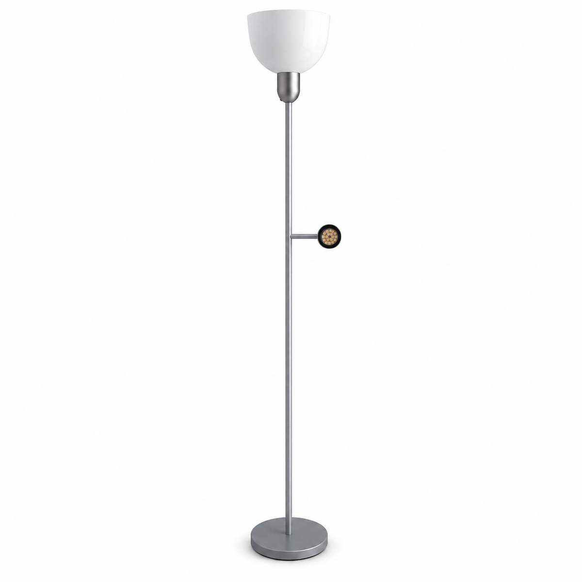 IKEA Dual-Light Floor Uplighter & Reading Lamp – Silver / White