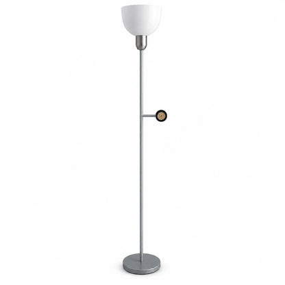 IKEA Dual-Light Floor Uplighter & Reading Lamp – Silver / White
