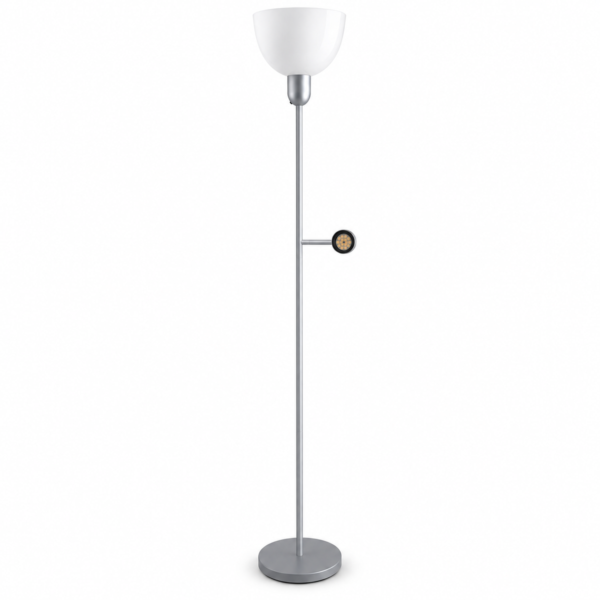IKEA Dual-Light Floor Uplighter & Reading Lamp – Silver / White