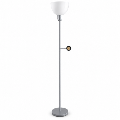 IKEA Dual-Light Floor Uplighter & Reading Lamp – Silver / White
