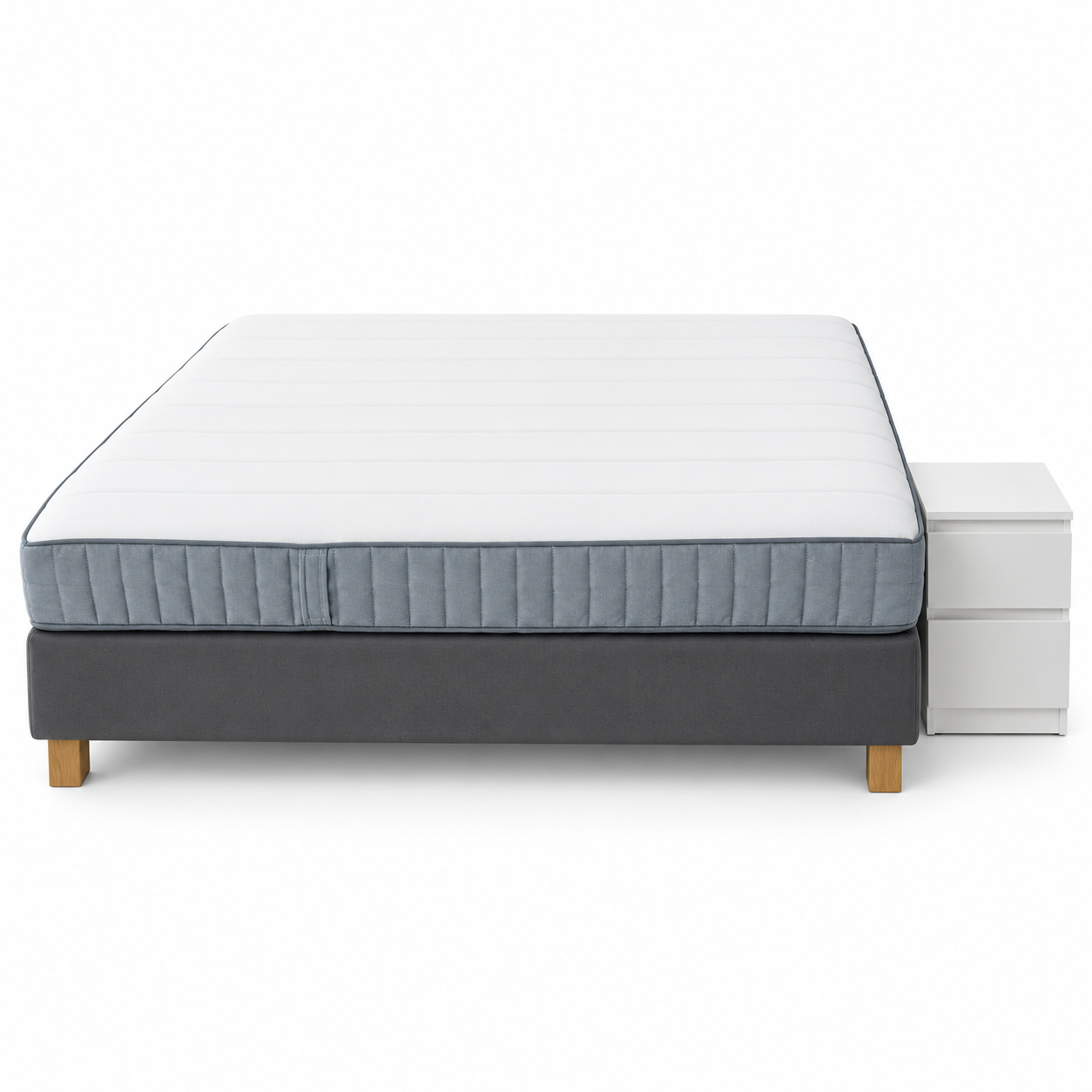 IKEA King Bed with Mattress & 2 IKEA Side Drawers – Grey – 180 × 200 cm