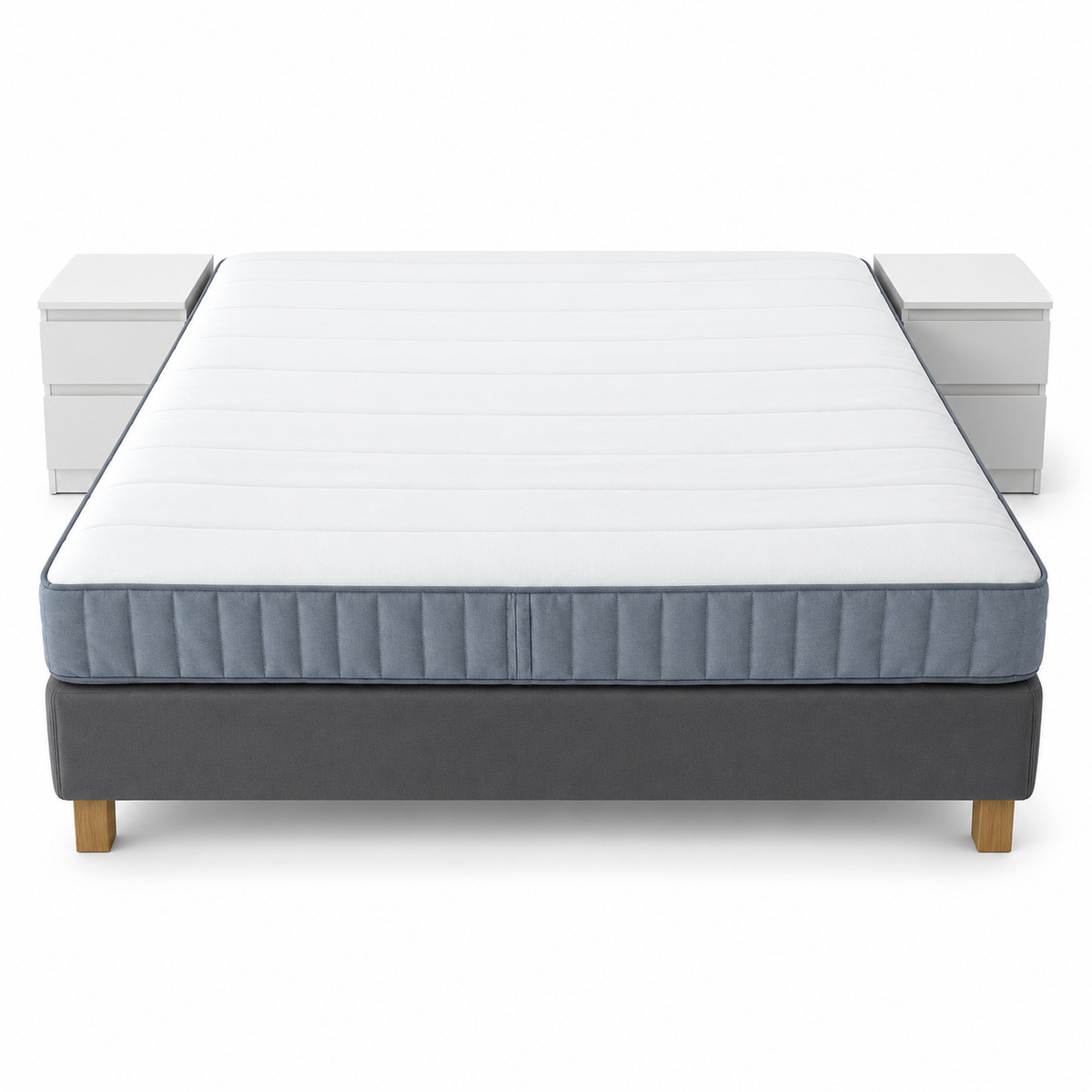 IKEA King Bed with Mattress & 2 IKEA Side Drawers – Grey – 180 × 200 cm