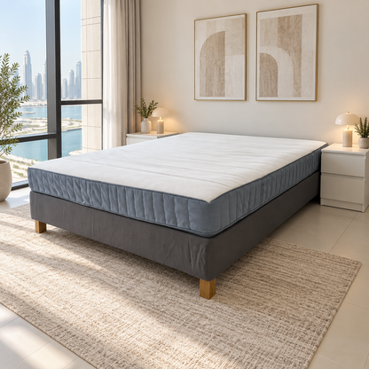 IKEA King Bed with Mattress & 2 IKEA Side Drawers – Grey – 180 × 200 cm