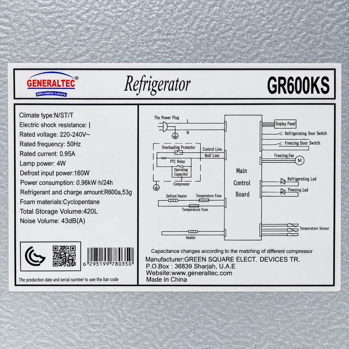 Generaltec GR600KS 420L No Frost Top Mount Refrigerator – Silver