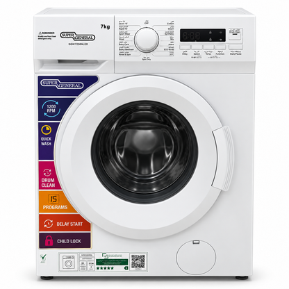 Super General 7kg Front Load Washing Machine – SGW7250NLED – White