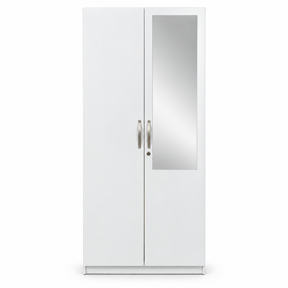 Home Box Kulltorp Plus 2-Door Wardrobe with Mirror & Lock – White – 80 × 52 × 182 cm