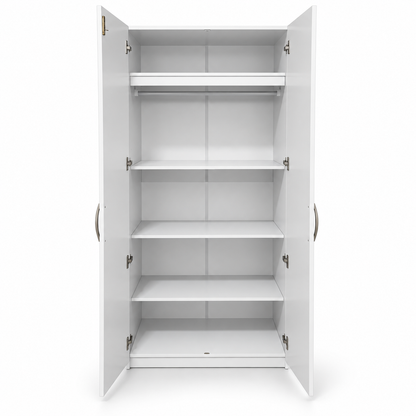 Home Box Kulltorp Plus 2-Door Wardrobe with Mirror & Lock – White – 80 × 52 × 182 cm