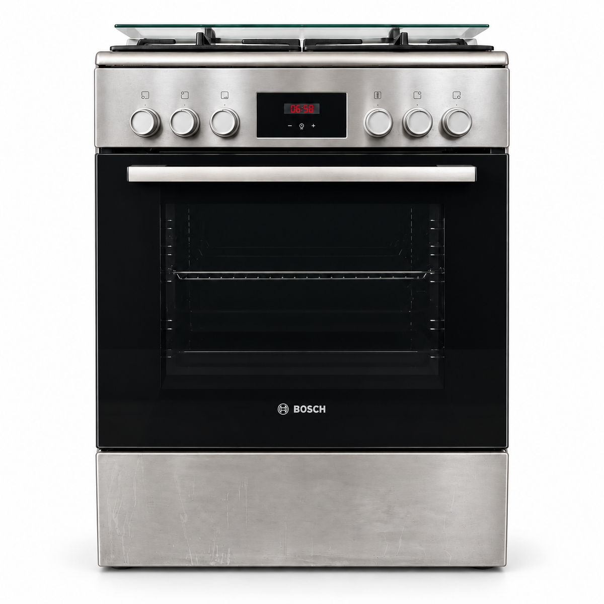 Bosch Series 4 HXQ38AE50M 60cm Dual-Fuel Cooker – 4 Gas Burners & Electric Oven – Stainless Steel