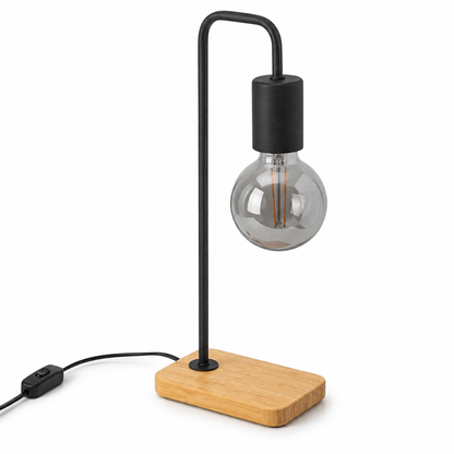 IKEA TVÄRHAND Table Lamp – Black & Bamboo – 47 cm