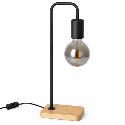 IKEA TVÄRHAND Table Lamp – Black & Bamboo – 47 cm