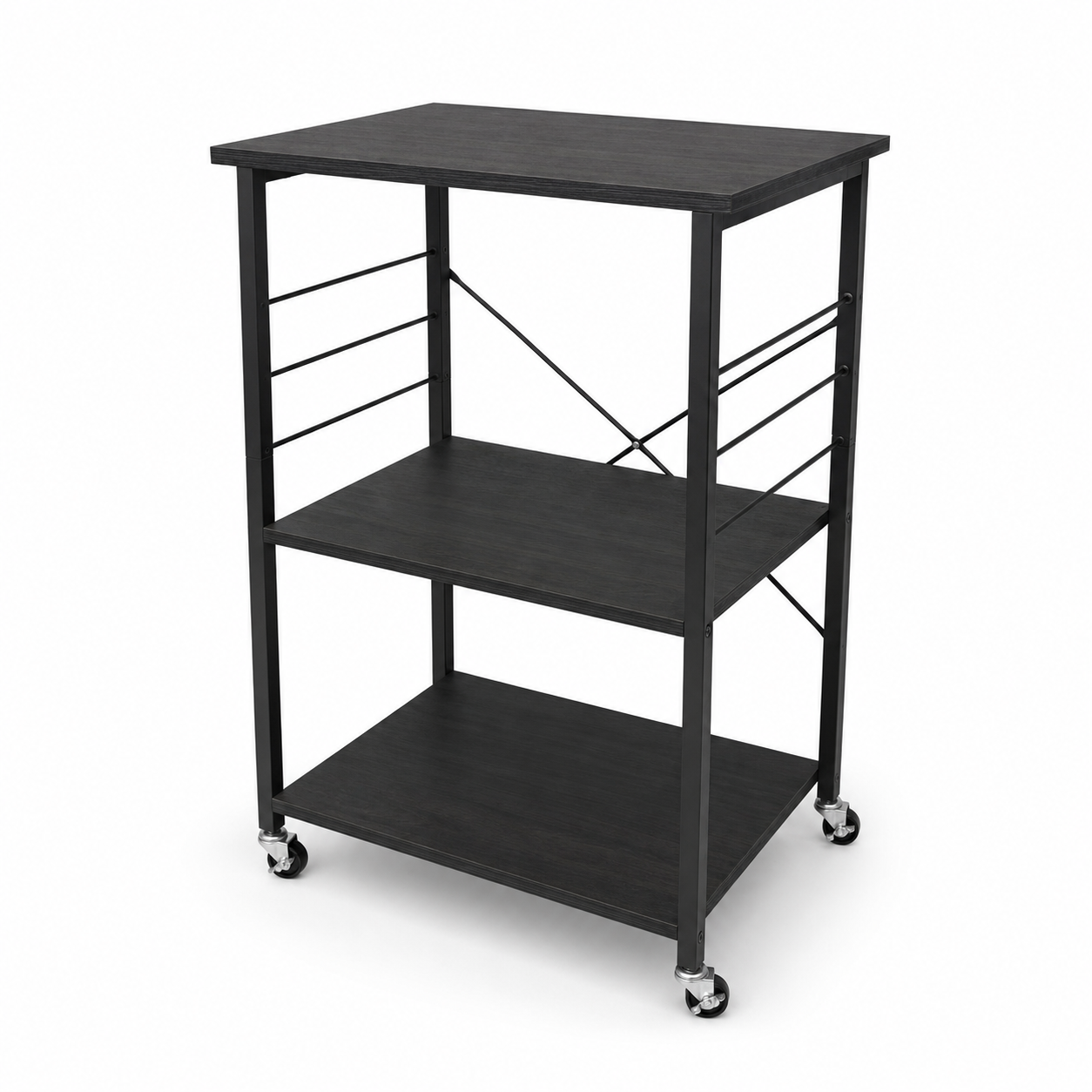 3-Tier Rolling Kitchen Storage Cart with Wheels – Black