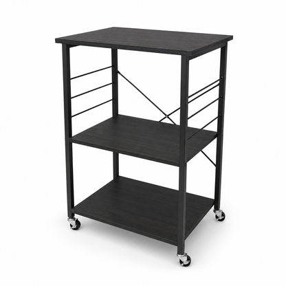 3-Tier Rolling Kitchen Storage Cart with Wheels – Black