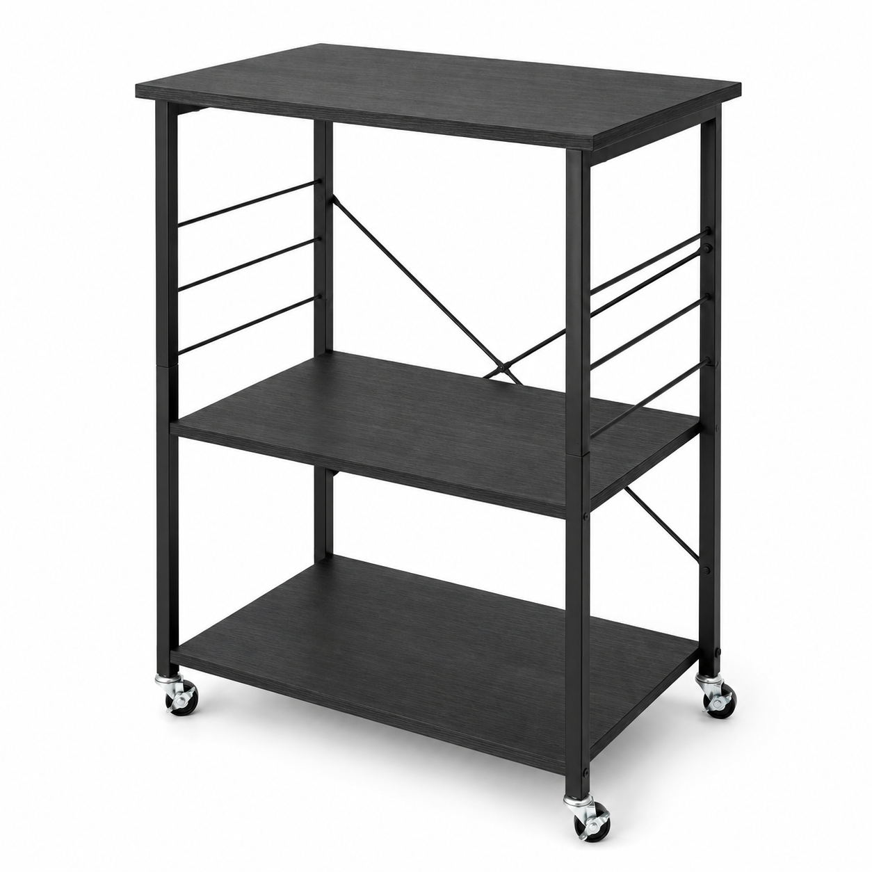 3-Tier Rolling Kitchen Storage Cart with Wheels – Black
