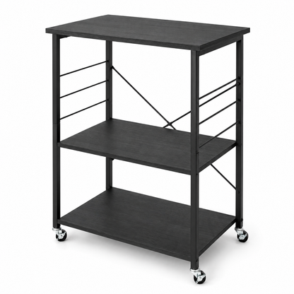 3-Tier Rolling Kitchen Storage Cart with Wheels – Black
