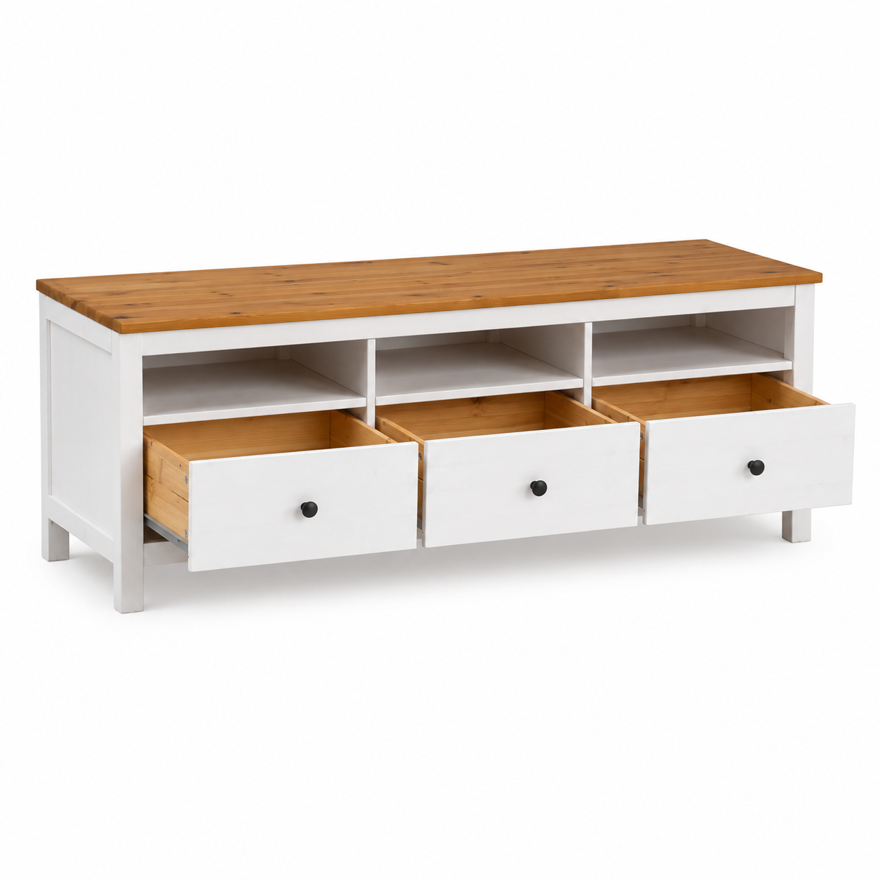 IKEA HEMNES TV Bench – White Stain / Light Brown – 148 × 47 × 57 cm