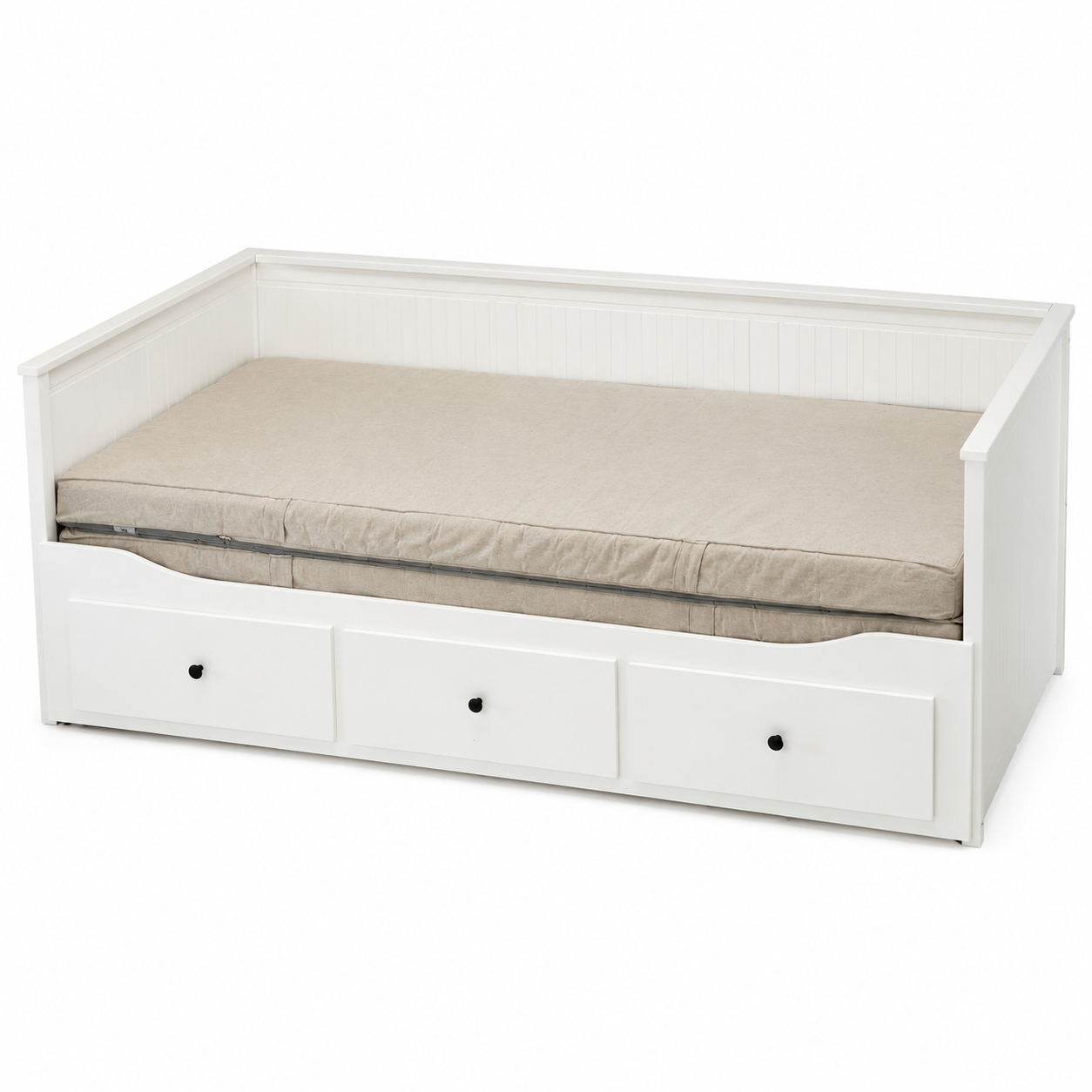 IKEA HEMNES Day-Bed with 3 Drawers &amp; 2 Mattresses – White – 80 × 200 / 160 × 200 cm