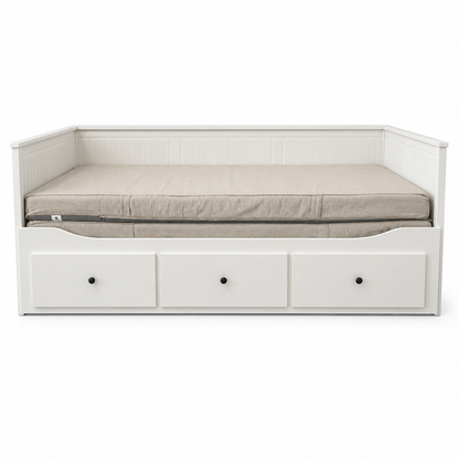 IKEA HEMNES Day-Bed with 3 Drawers &amp; 2 Mattresses – White – 80 × 200 / 160 × 200 cm