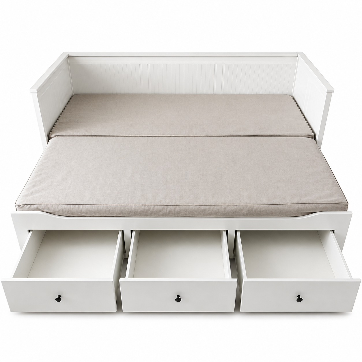 IKEA HEMNES Day-Bed with 3 Drawers &amp; 2 Mattresses – White – 80 × 200 / 160 × 200 cm