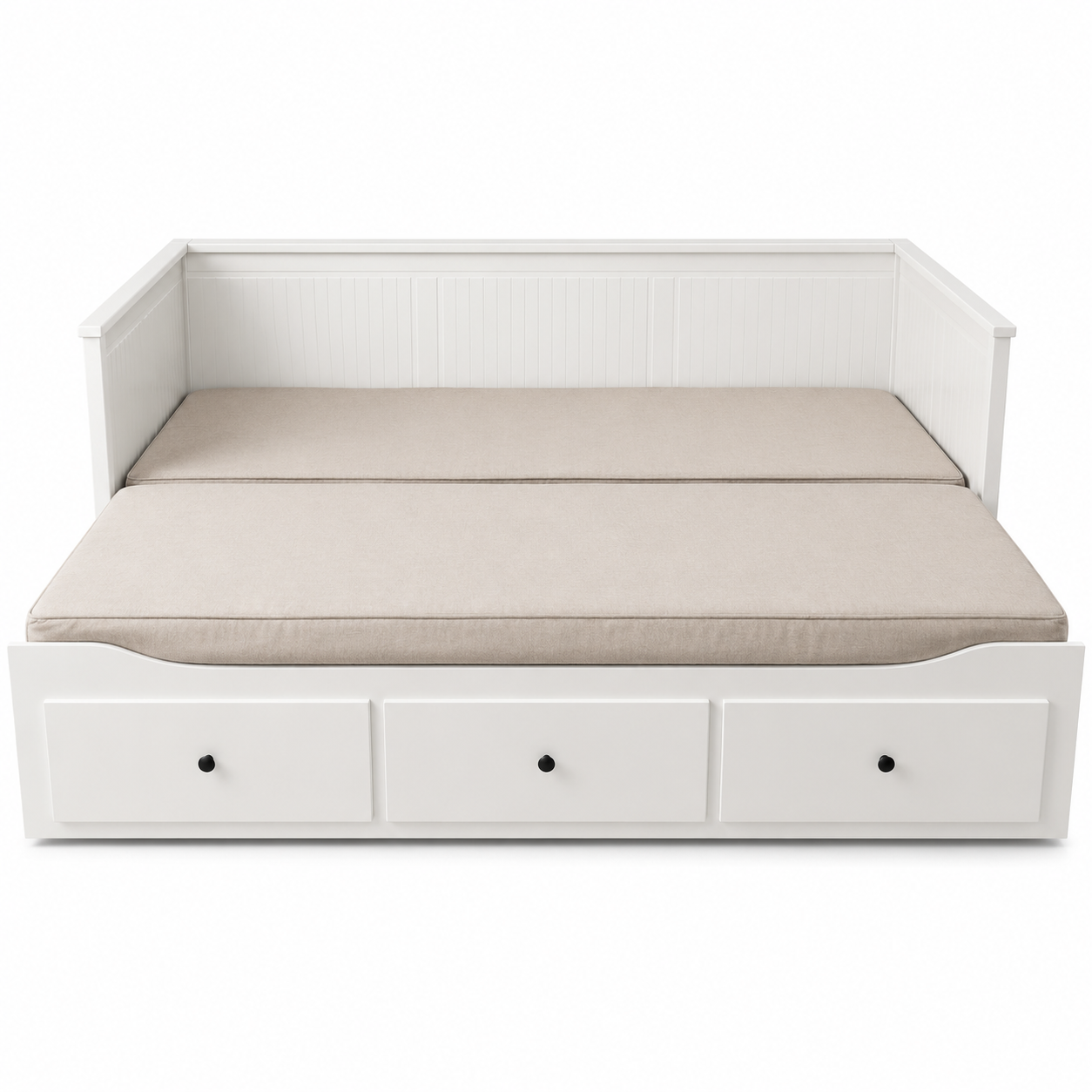 IKEA HEMNES Day-Bed with 3 Drawers &amp; 2 Mattresses – White – 80 × 200 / 160 × 200 cm