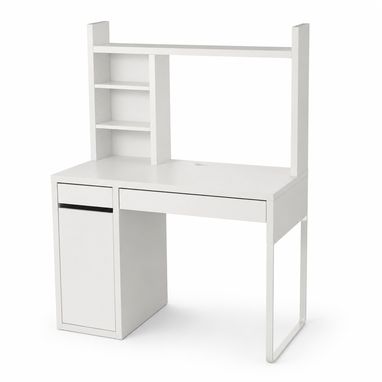IKEA MICKE Desk with High Add-On Unit – White – 105 × 50 × 140 cm