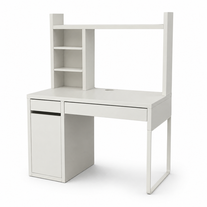 IKEA MICKE Desk with High Add-On Unit – White – 105 × 50 × 140 cm