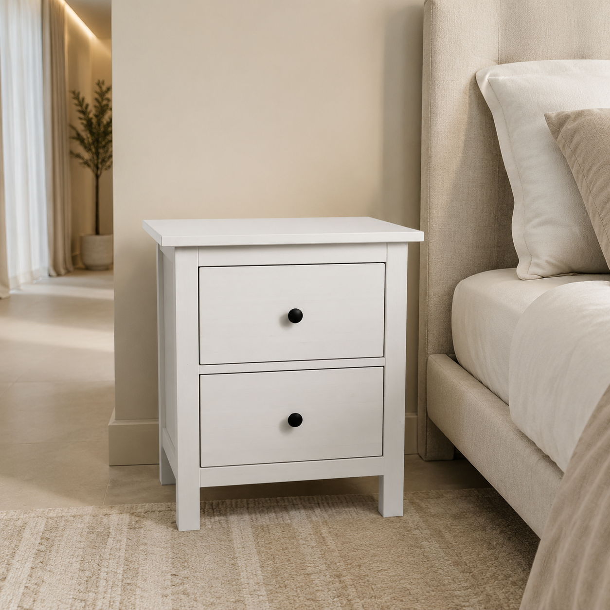 IKEA HEMNES Chest of 2 Drawers / Bedside Table – White Stain – 54 × 38 × 66 cm