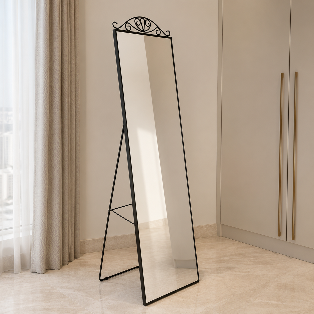 IKEA KARMSUND Standing Mirror – Black – 40 × 167 cm