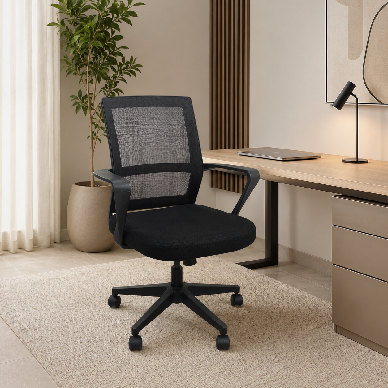 Home Box Solitaire Medium Back Office Chair – Black Mesh