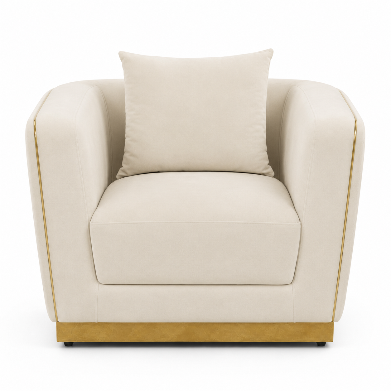 Home Centre Griffin Velvet Armchair – Beige – 100 × 86 × 69 cm