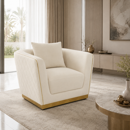 Home Centre Griffin Velvet Armchair – Beige – 100 × 86 × 69 cm