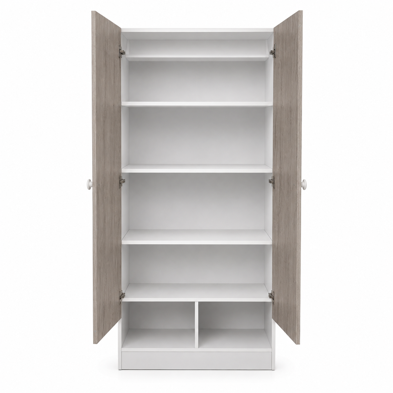Home Box Ivory 2-Door Wardrobe with 2 Open Shelves – 80 × 40 × 180 cm