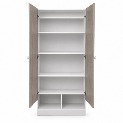 Home Box Ivory 2-Door Wardrobe with 2 Open Shelves – 80 × 40 × 180 cm