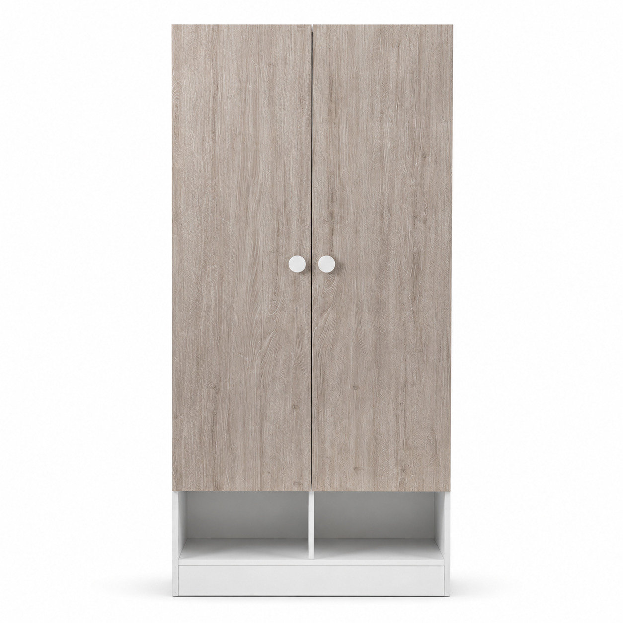 Home Box Ivory 2-Door Wardrobe with 2 Open Shelves – 80 × 40 × 180 cm